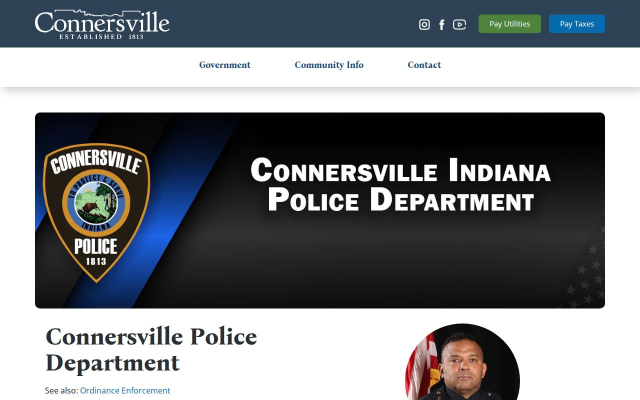 Connersville Police Department arrest records contact page for Fayette County